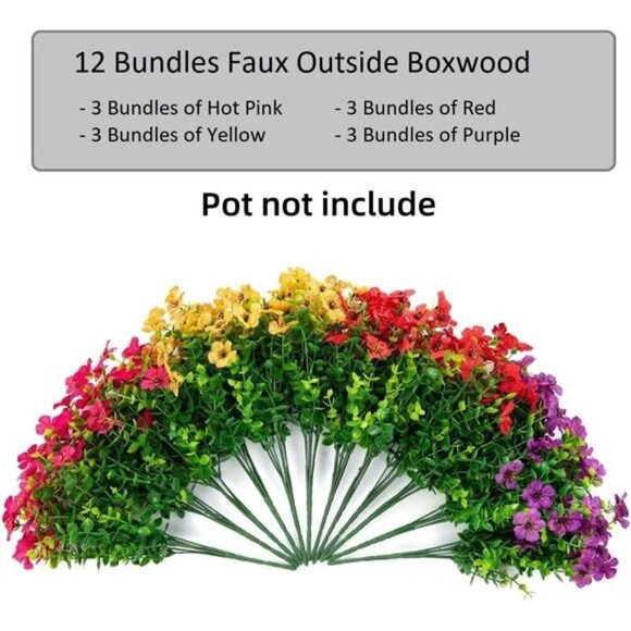 Artificial Daisy Flowers Outdoor Decor UV Resistant Fake Plants Set of 12 - Picture 4 of 7